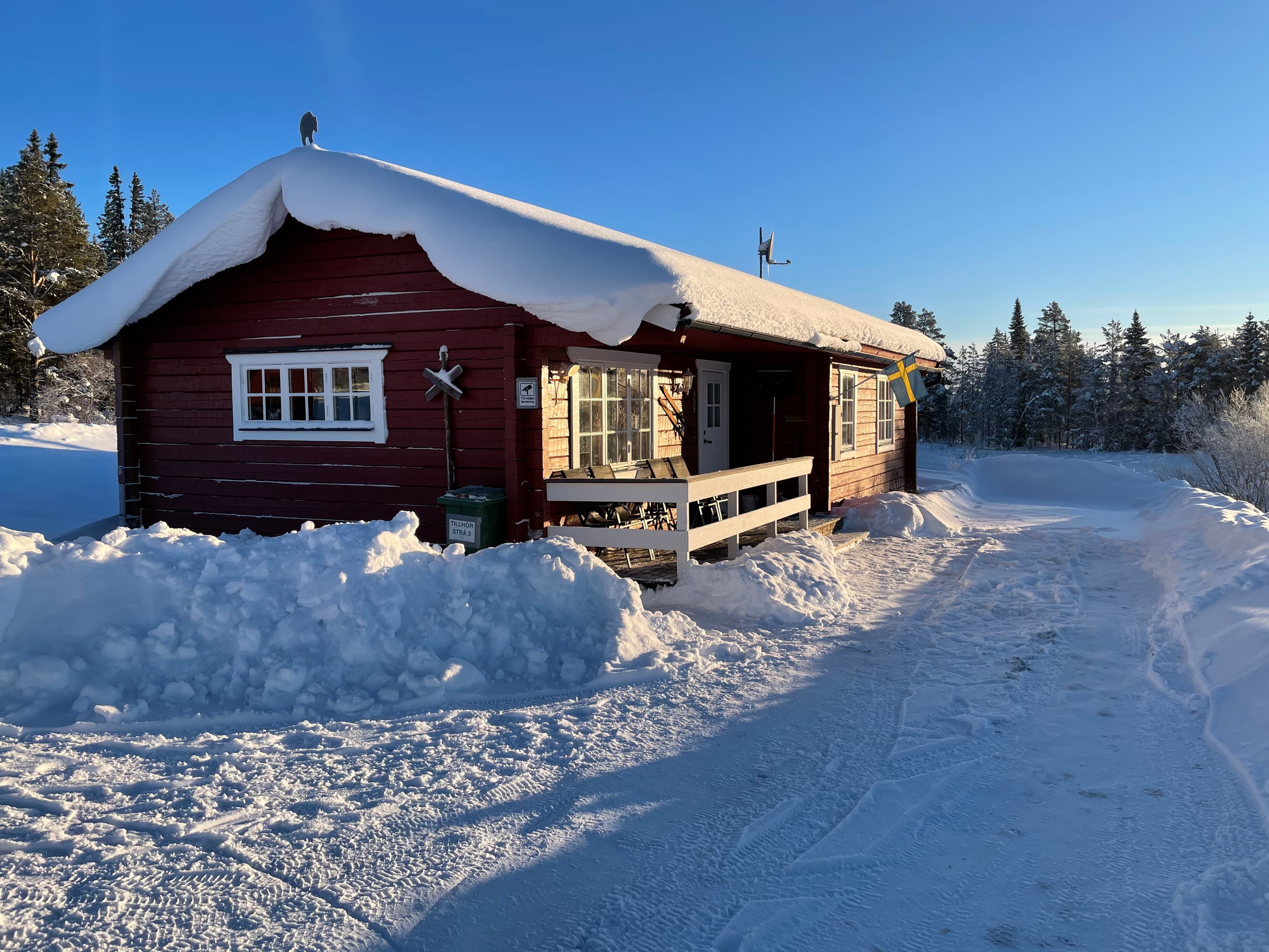 Mysig fjällstuga med naturen runt knuten